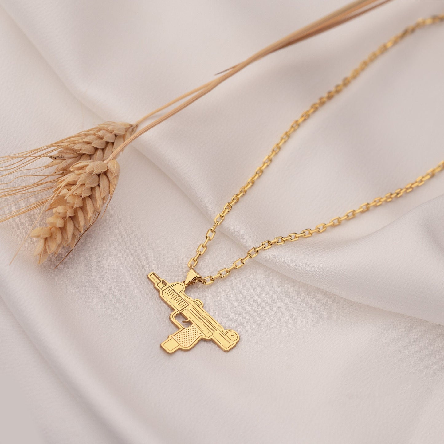 925 Sterling Silver Uzi Gun Pendant