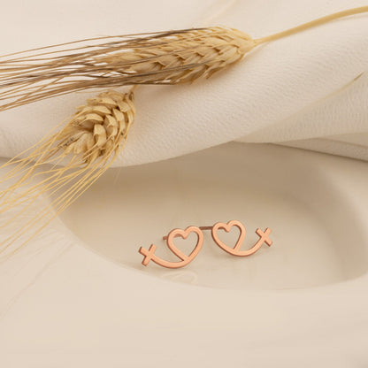 925 Sterling Silver Heart with Plane Earring