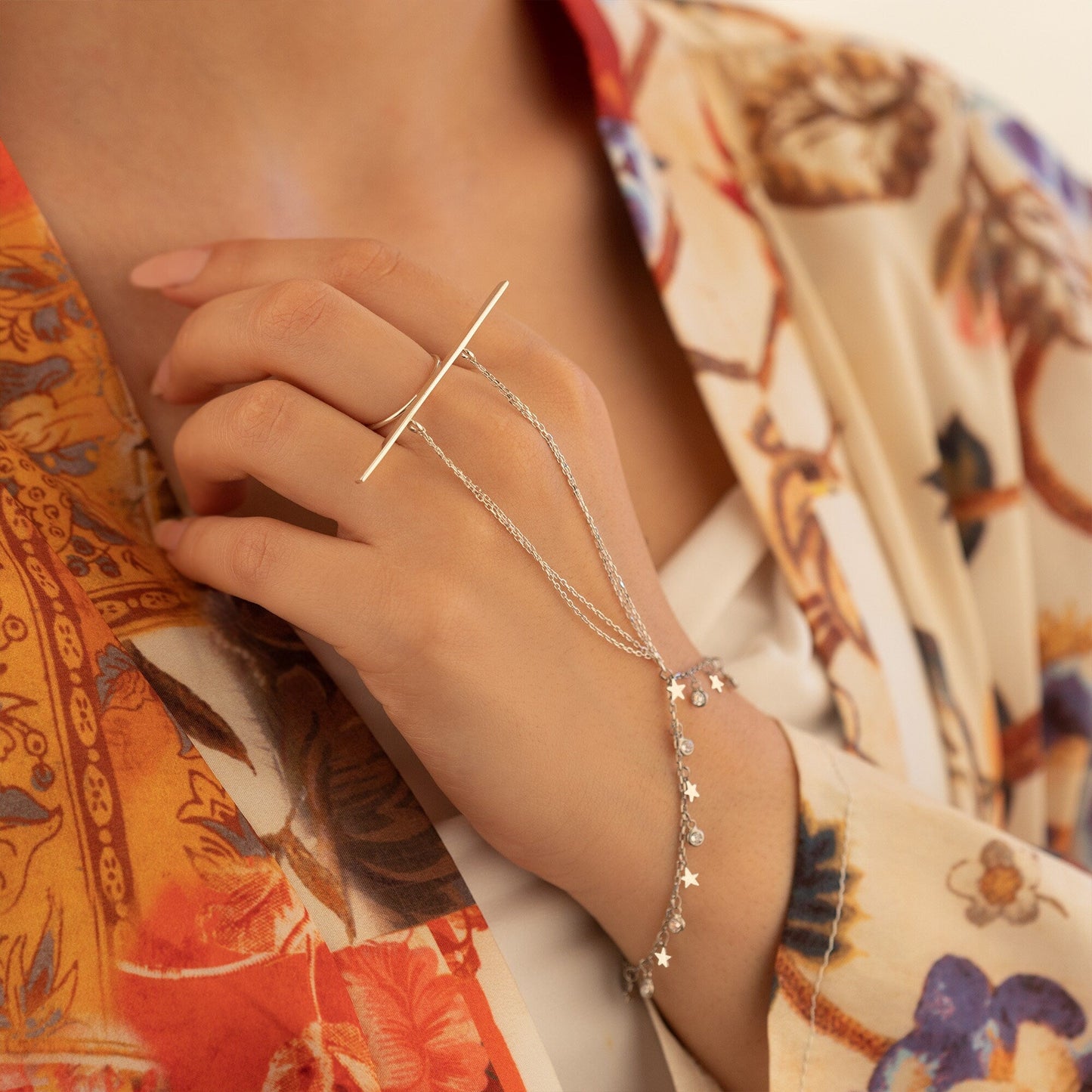 925 Sterling Silver Dainty Hand Chain Bracelet