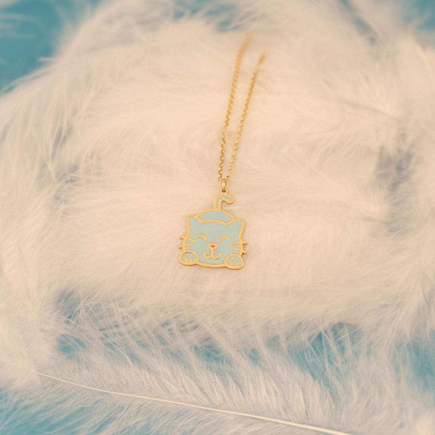 925 Sterling Silver Enamel Cat Necklace
