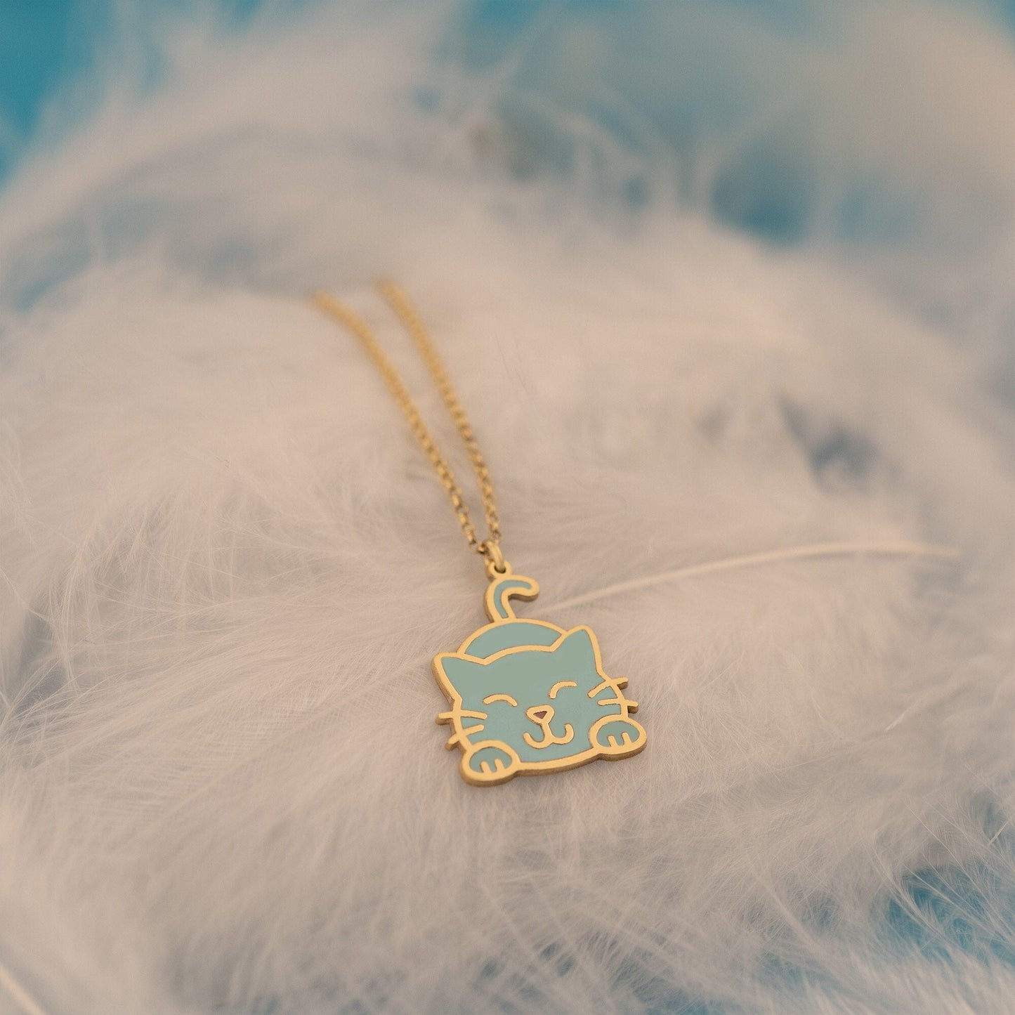 925 Sterling Silver Enamel Cat Necklace