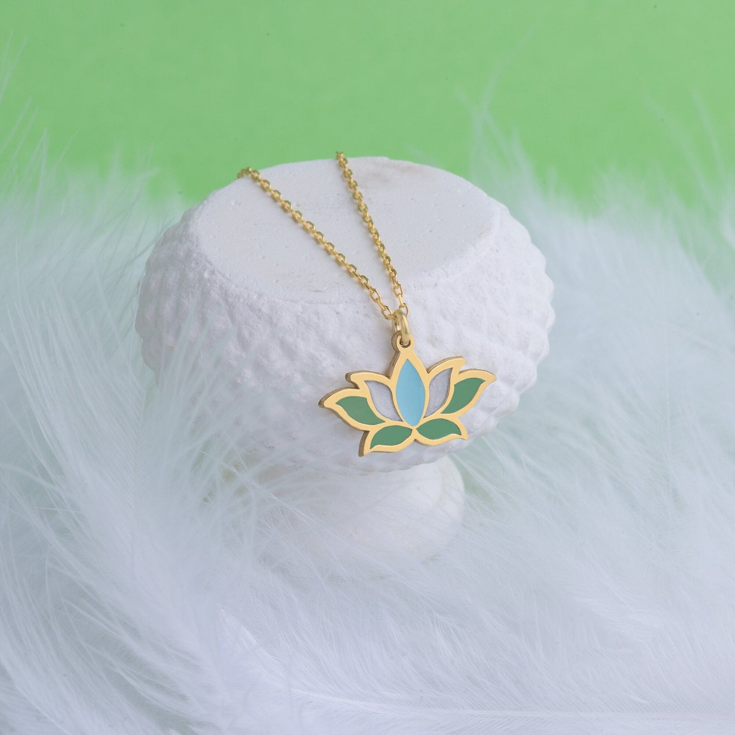 925 Sterling Silver Lotus Enamel Necklace