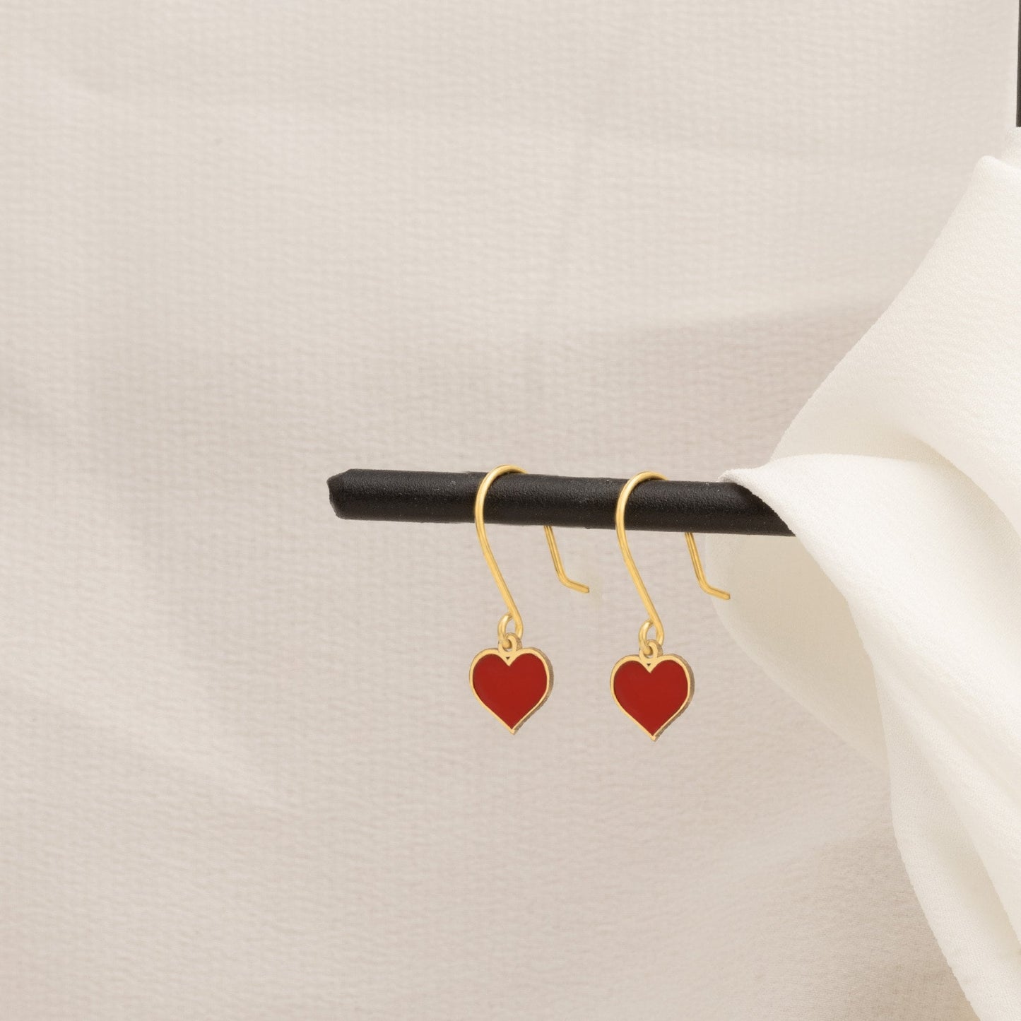 925 Sterling Silver Red Enamel Heart Earring