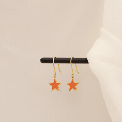 925 Sterling Silver Orange Star Earring