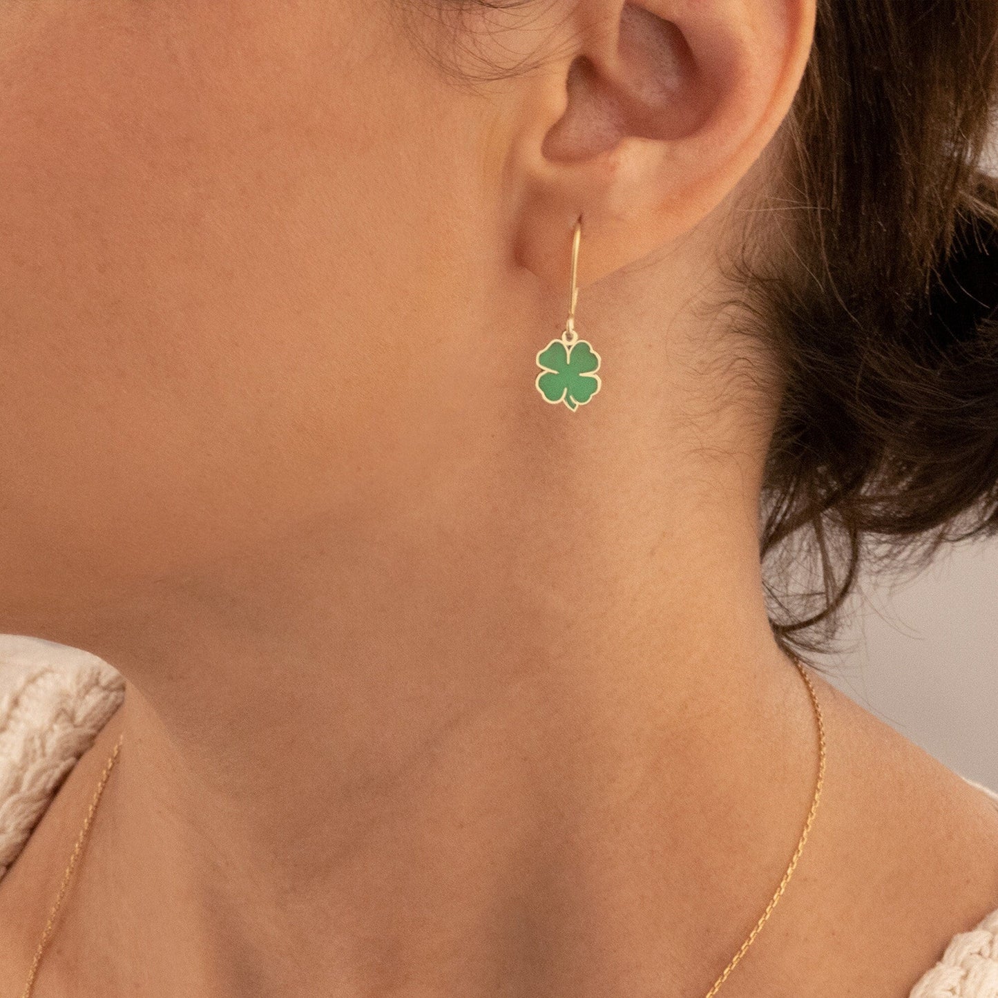 925 Sterling Silver Enamel Clover Earring