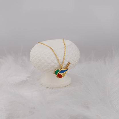 925 Sterling Silver Enamel Bird Pendant