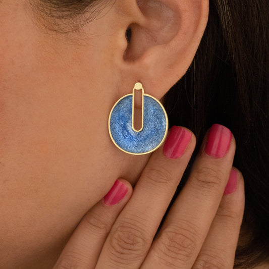 925 Sterling Silver Silvery Blue Errings