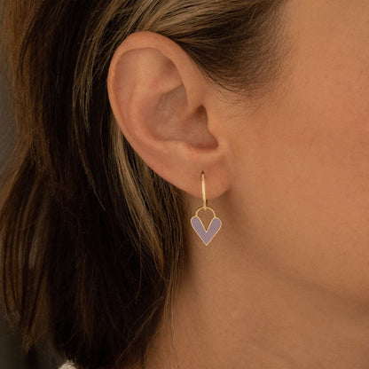 925 Sterling Silver Lilac Color Heart Earring