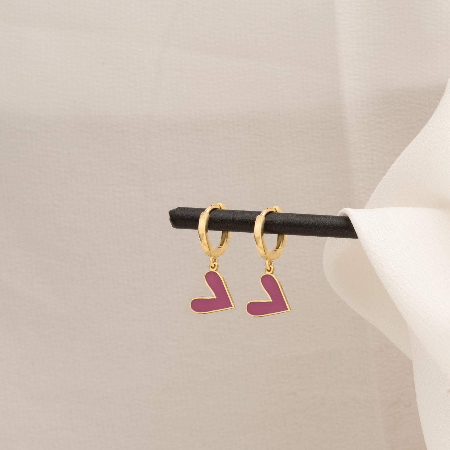 925 Sterling Silver Purple Heart Earring