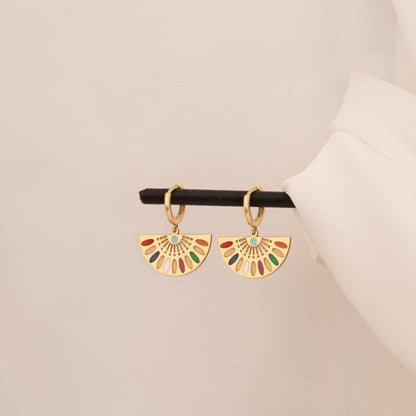 925 Sterling Silver Enamel African Earring