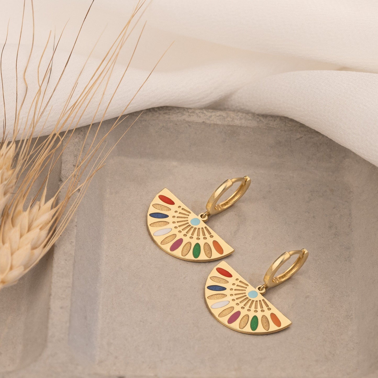 925 Sterling Silver Enamel African Earring