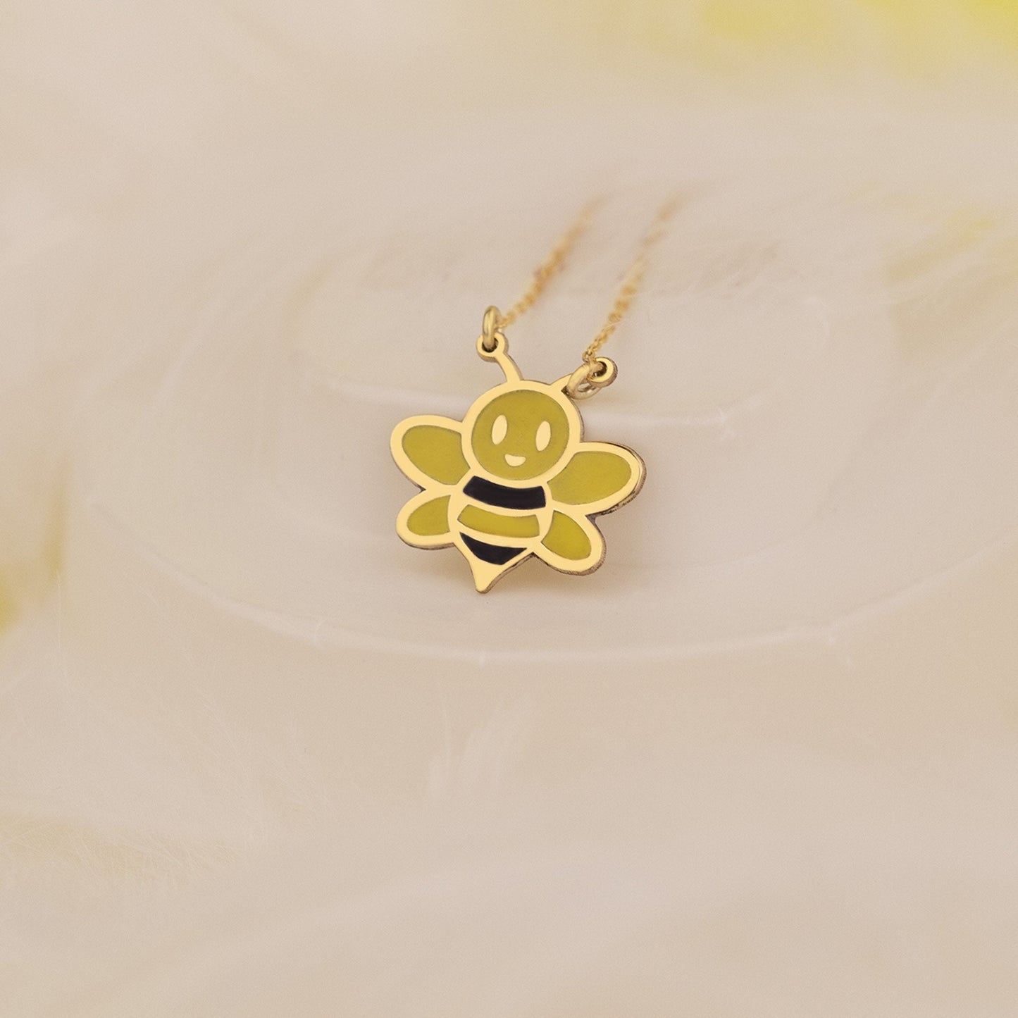 925 Sterling Silver Bee Enamel Necklace