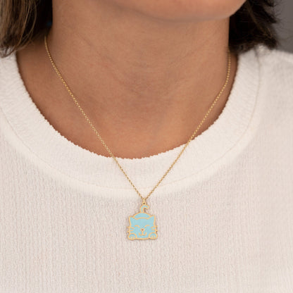 925 Sterling Silver Enamel Cat Necklace