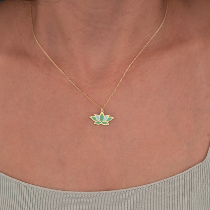 925 Sterling Silver Lotus Enamel Necklace