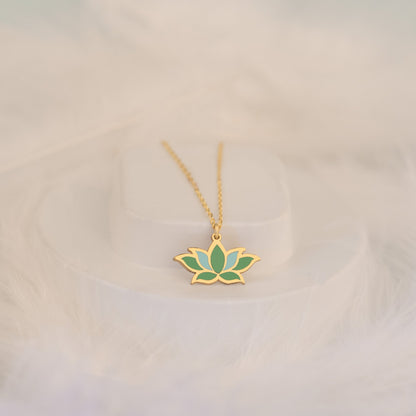 925 Sterling Silver Lotus Enamel Necklace