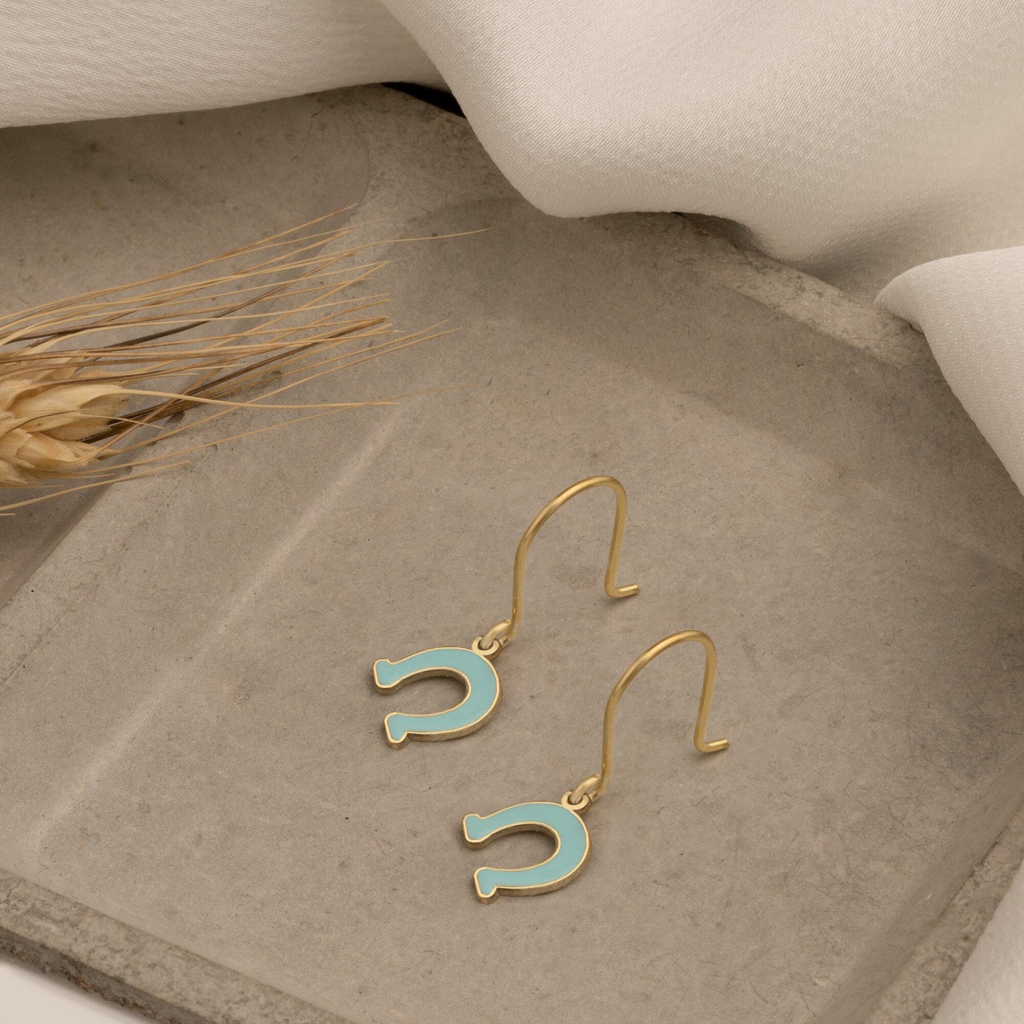 925 Sterling Silver Enamel Horseshoe Earrings