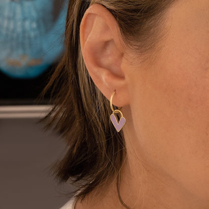 925 Sterling Silver Lilac Color Heart Earring