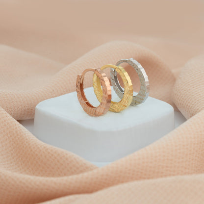 925 Sterling Silver Hammered Hoop Earrings
