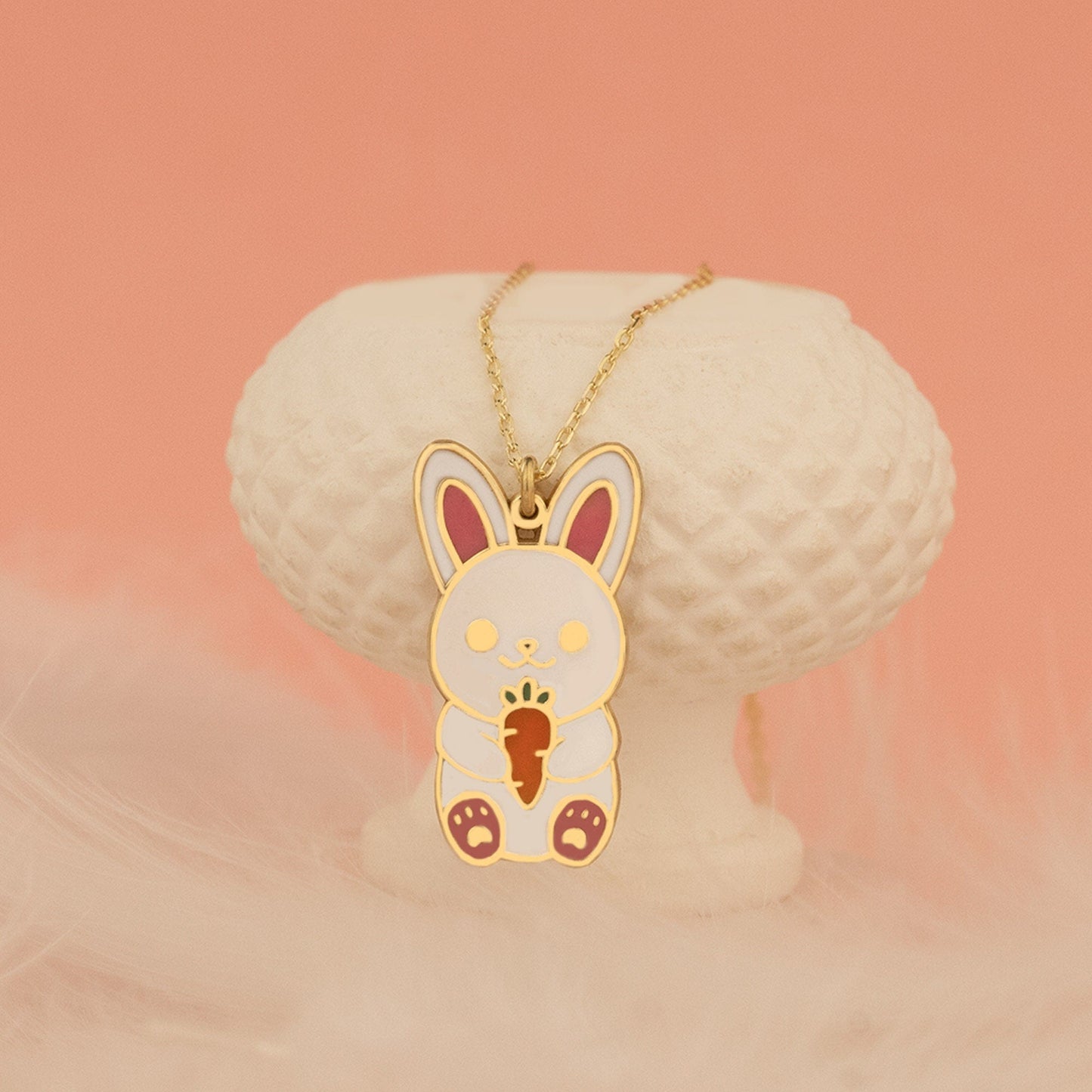 925 Sterling Silver Enamel Baby Rabbit Necklace