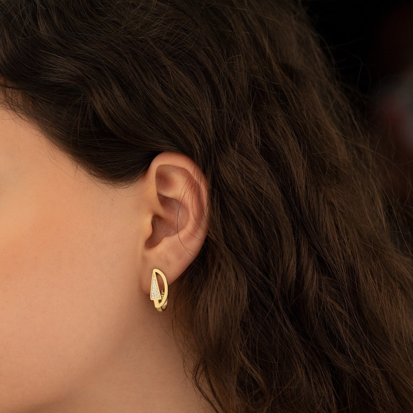 925 Sterling Silver Right Triangle Hoop Earring