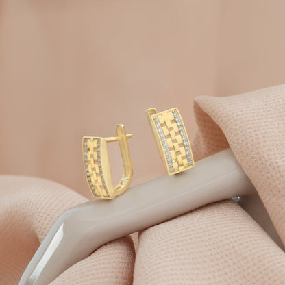 925 Sterling Silver Chain Shaped Rectangular Earrings