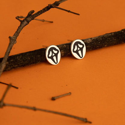 925 Sterling Silver Terrifying Ghost Face Earrings - Halloween Jewelry
