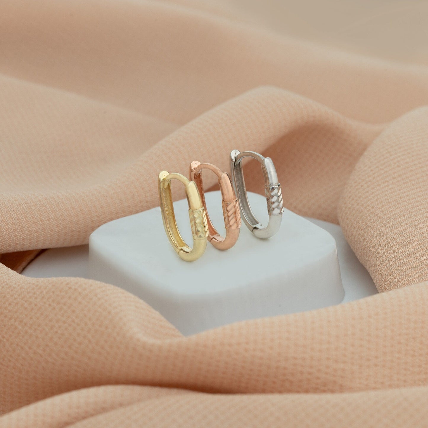 925 Sterling Silver Embossed Rectangle Earrings