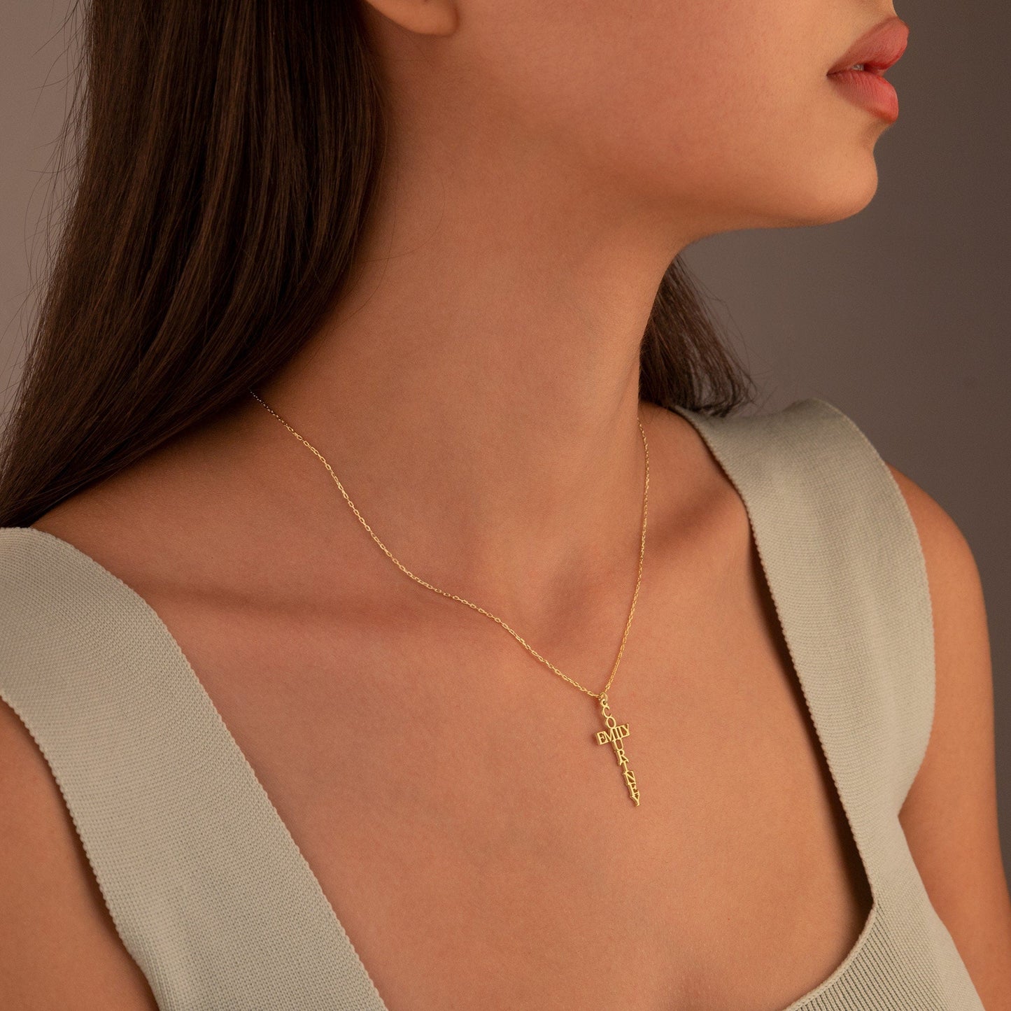 925 Sterling Silver Christian Cross Name Necklace