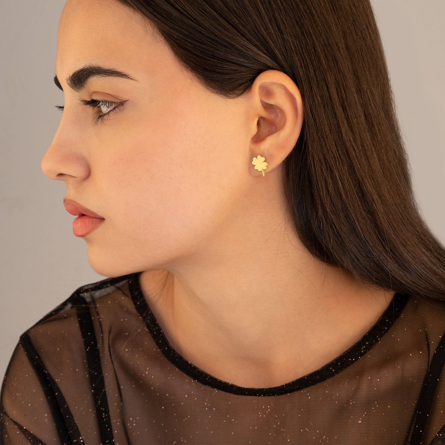 925 Sterling Silver Four Leaf Clover Earring