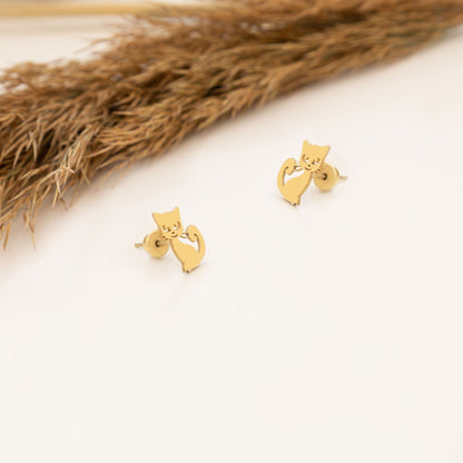 925 Sterling Silver Cat Earrings