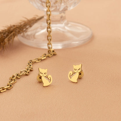 925 Sterling Silver Cat Earrings