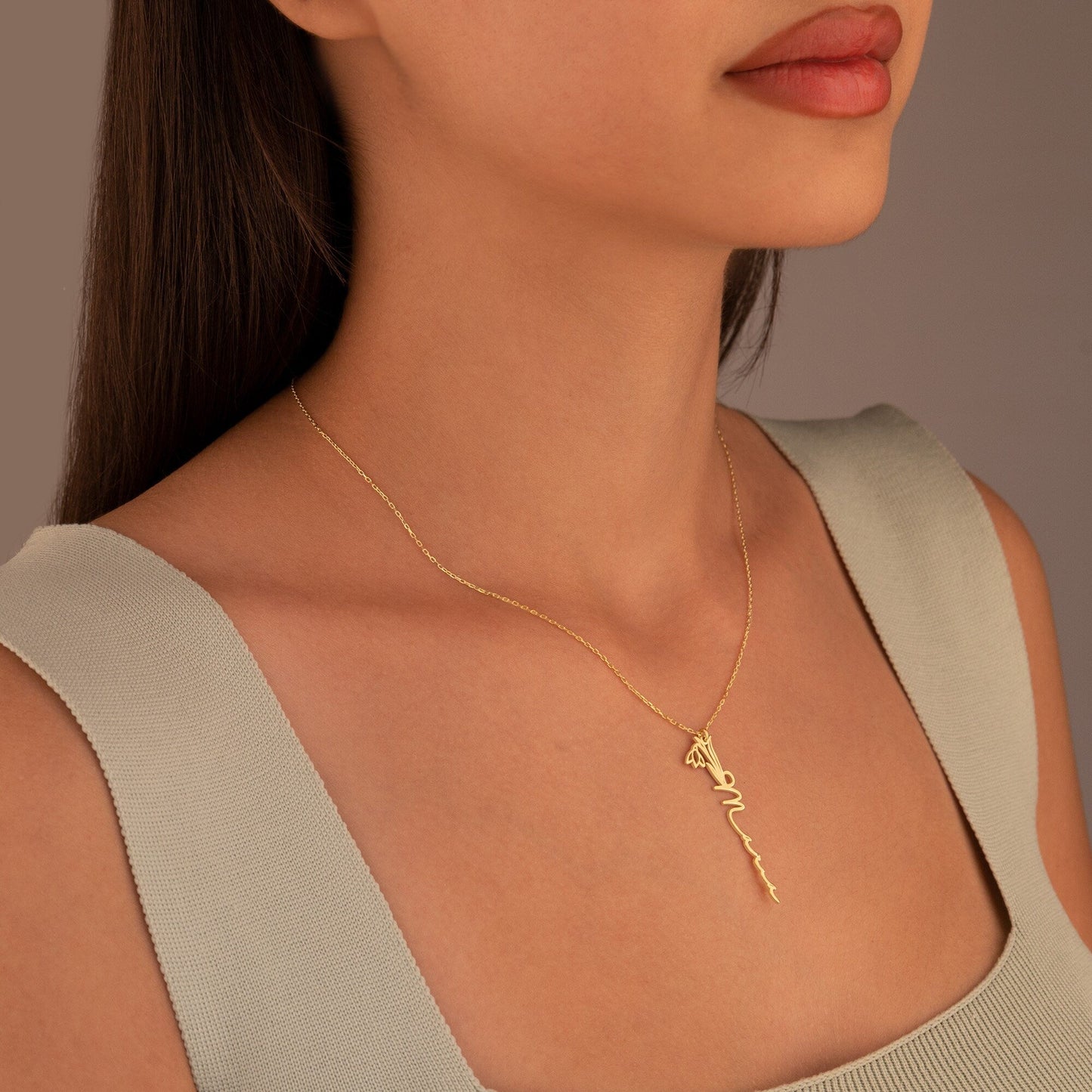 925 Sterling Silver Dainty Birth Flower Name Necklace