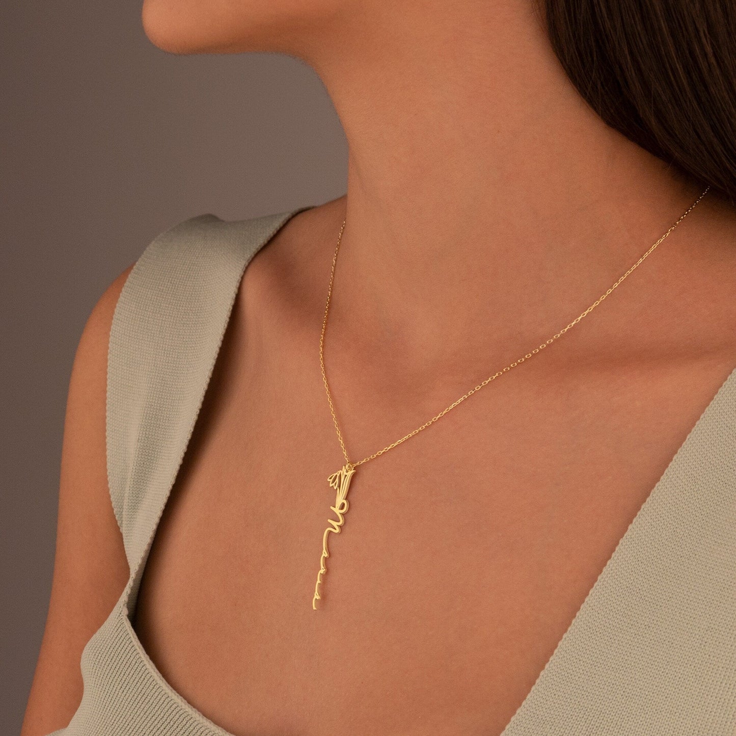 925 Sterling Silver Dainty Birth Flower Name Necklace