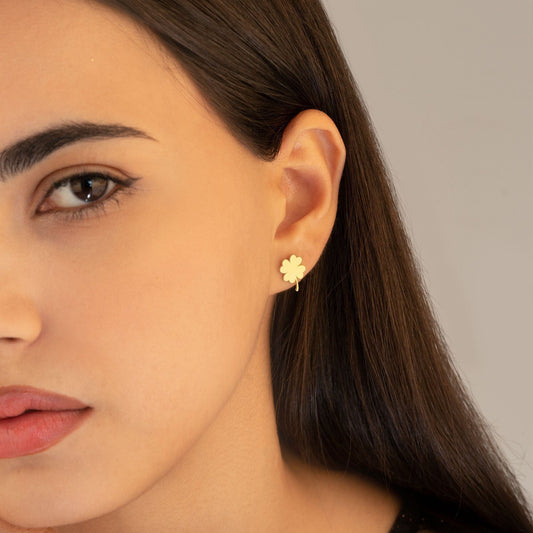 925 Sterling Silver Four Leaf Clover Earring