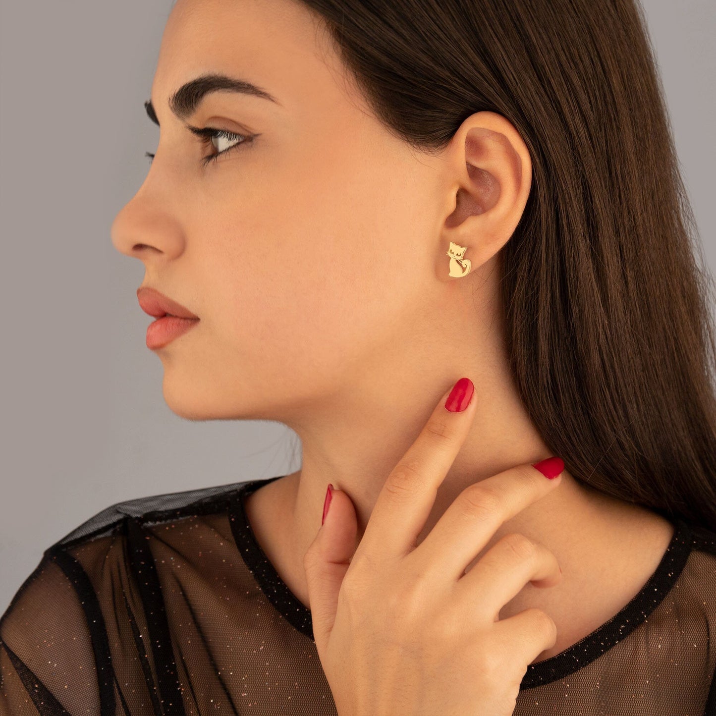 925 Sterling Silver Cat Earrings