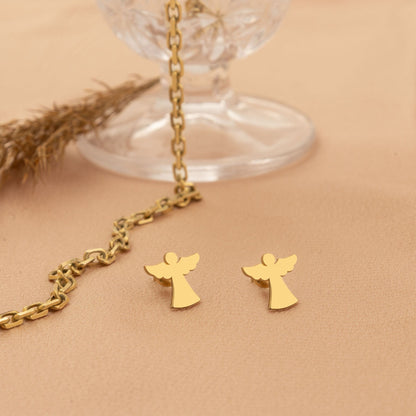 925 Sterling Silver Dainty Angel Stud Earrings