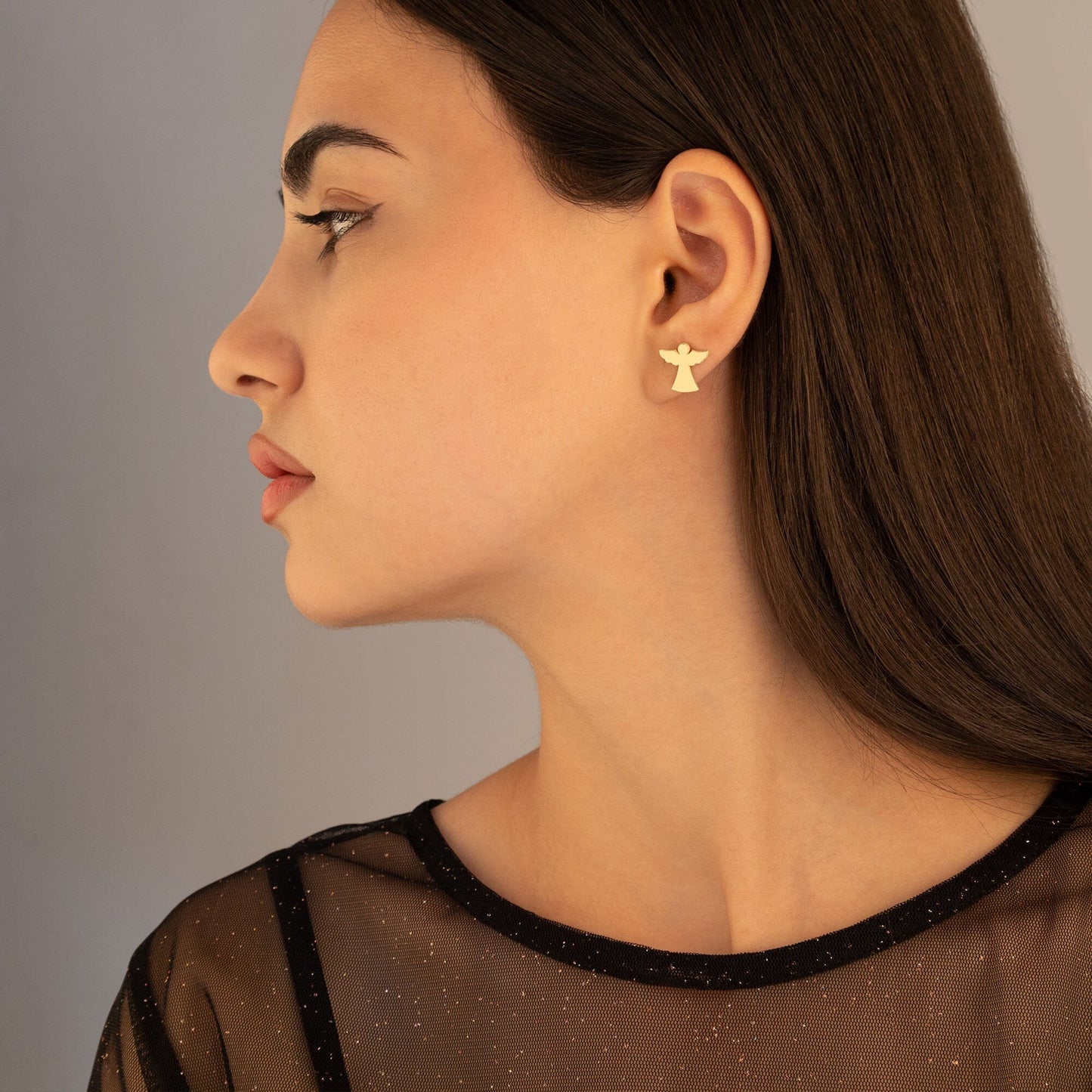 925 Sterling Silver Dainty Angel Stud Earrings