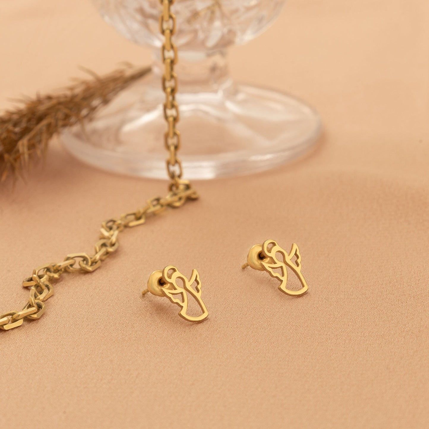 925 Sterling Silver Guardian Angel Studs Earrings