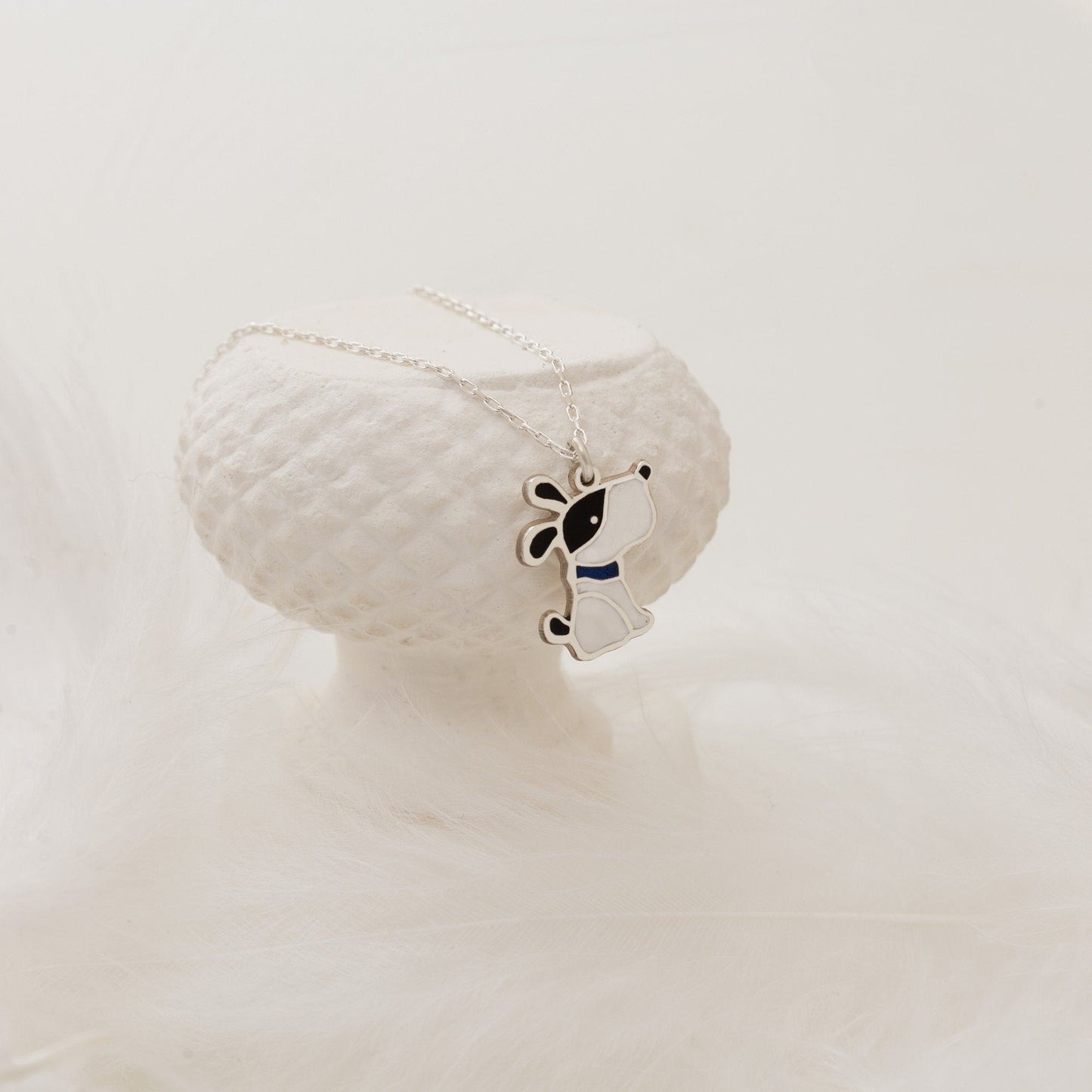 925 Sterling Silver Enamel Dog Necklace