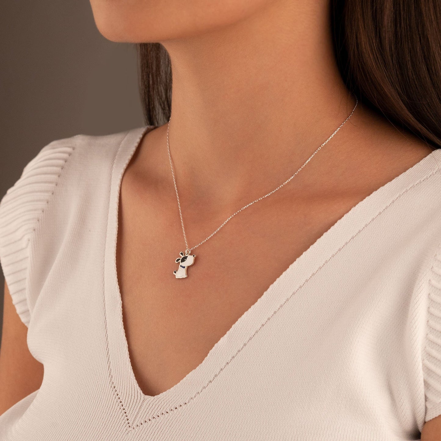 925 Sterling Silver Enamel Dog Necklace