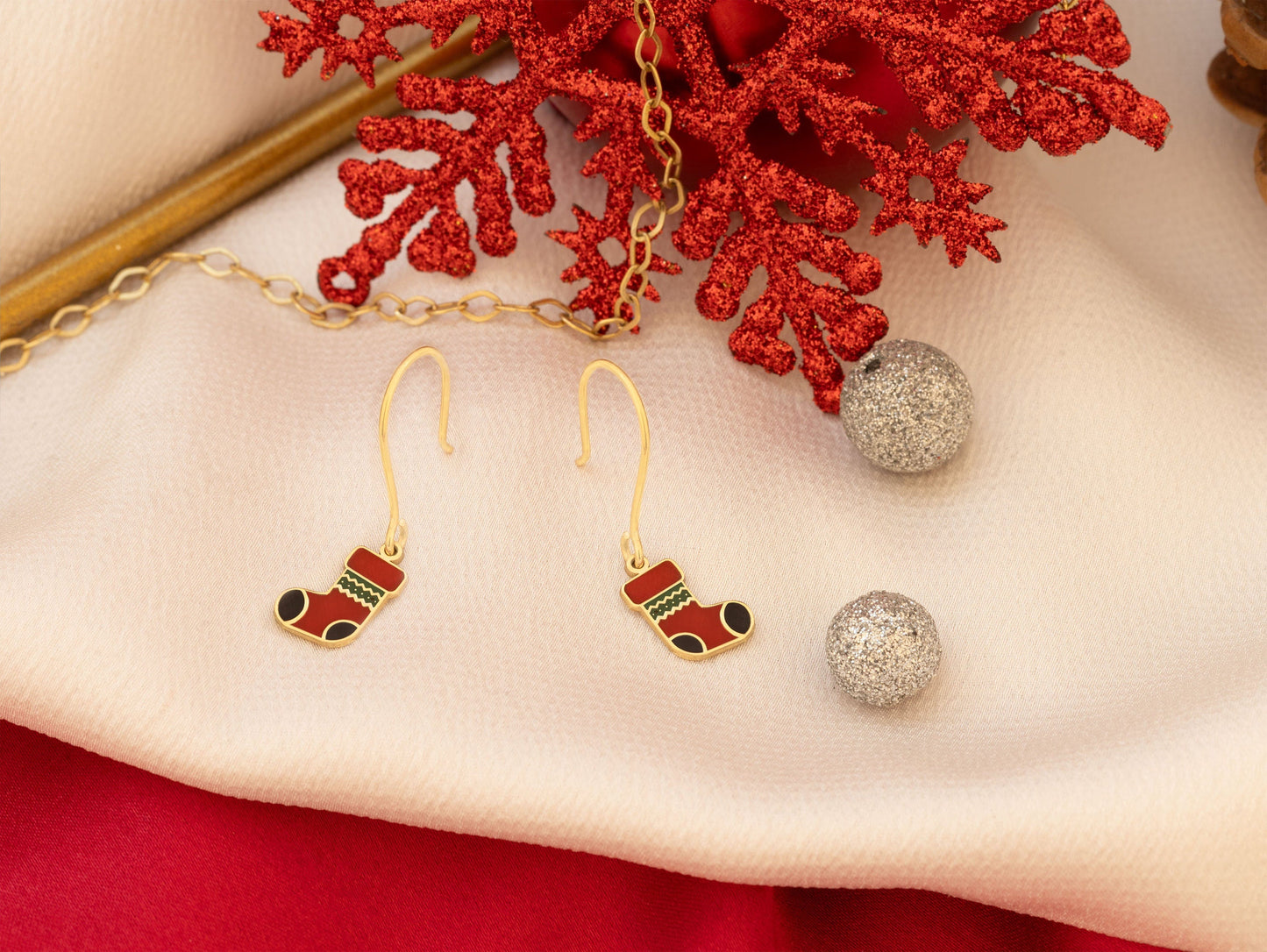 925 Sterling Silver Christmas Stocking Earrings