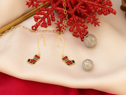 925 Sterling Silver Christmas Stocking Earrings