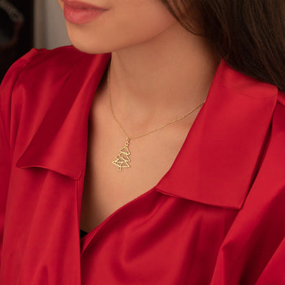 925 Sterling Silver Christmas Family Names Tree Necklace