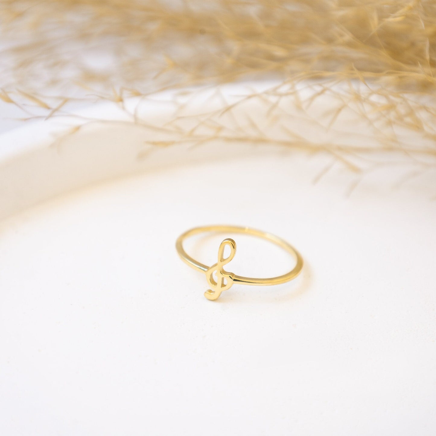 925 Sterling Silver Tiny Treble Clef Ring