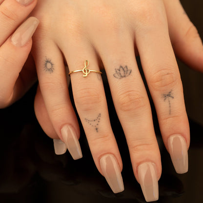 925 Sterling Silver Tiny Treble Clef Ring