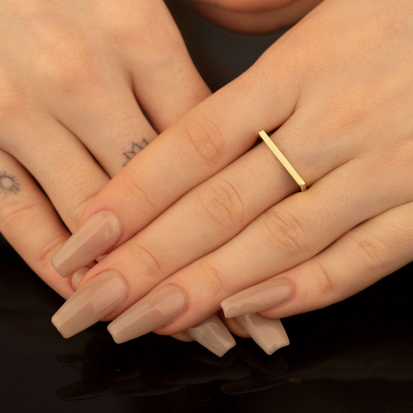 925 Sterling Silver Minimalist Flat Top Thin Bar Ring