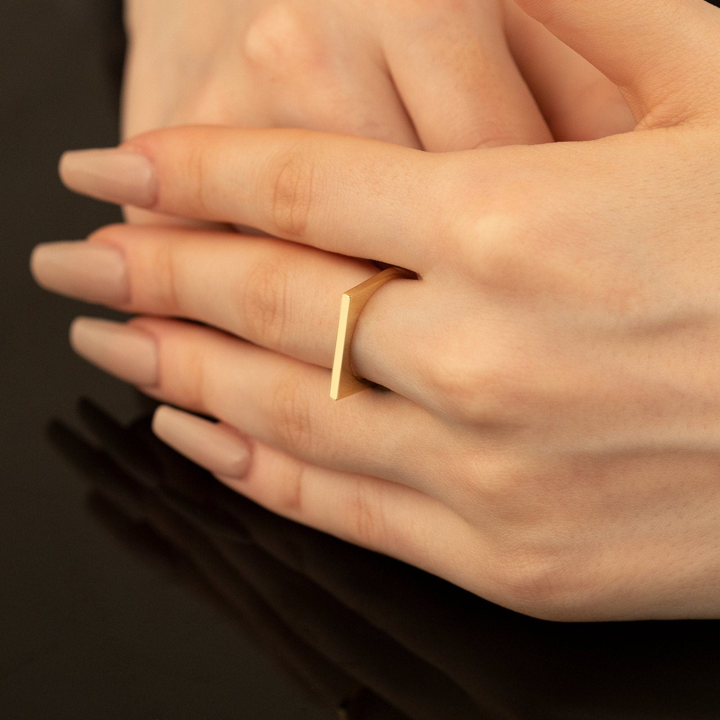 925 Sterling Silver Minimalist Flat Top Thin Bar Ring