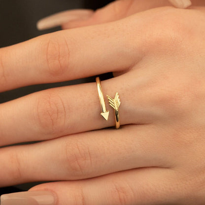925 Sterling Silver Adjustable Finger Wrap Arrow Ring