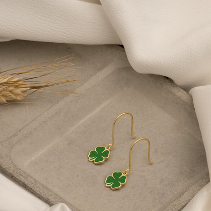 925 Sterling Silver Enamel Clover Earring