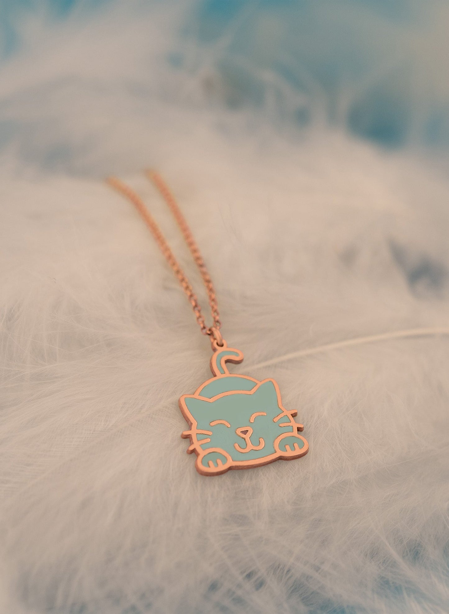 925 Sterling Silver Enamel Cat Necklace